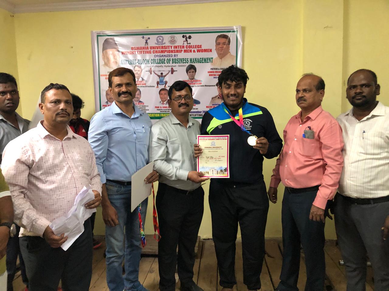 Osmania University Inter‑College Weight Lifting Championship 2025‑26 was held at Lal Bahadur Stadium on 18‑11‑2025.  
- Mohammed Ismail – CSE‑4, Won Gold 🥇 in –110 kg.
