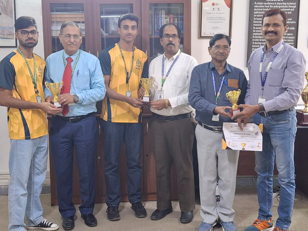 MJCET's Badminton team wins Doubles Title 🏆 at Anurag University's Tournament (19-20 Dec 2025)! 🥇 Mohammed Abbas (Mech-4) & Syed Ghulam Hussain (CSE-3) are the champs!