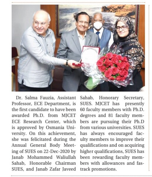 Felicitation of Faculty acquired Ph.D during G.C. meeting - March 2022