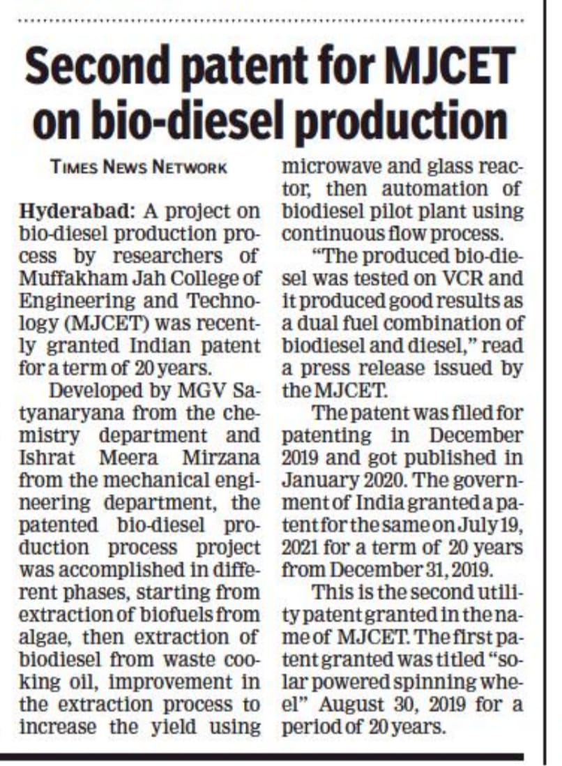 Process & System for Efficient Biodiesel Production Patent