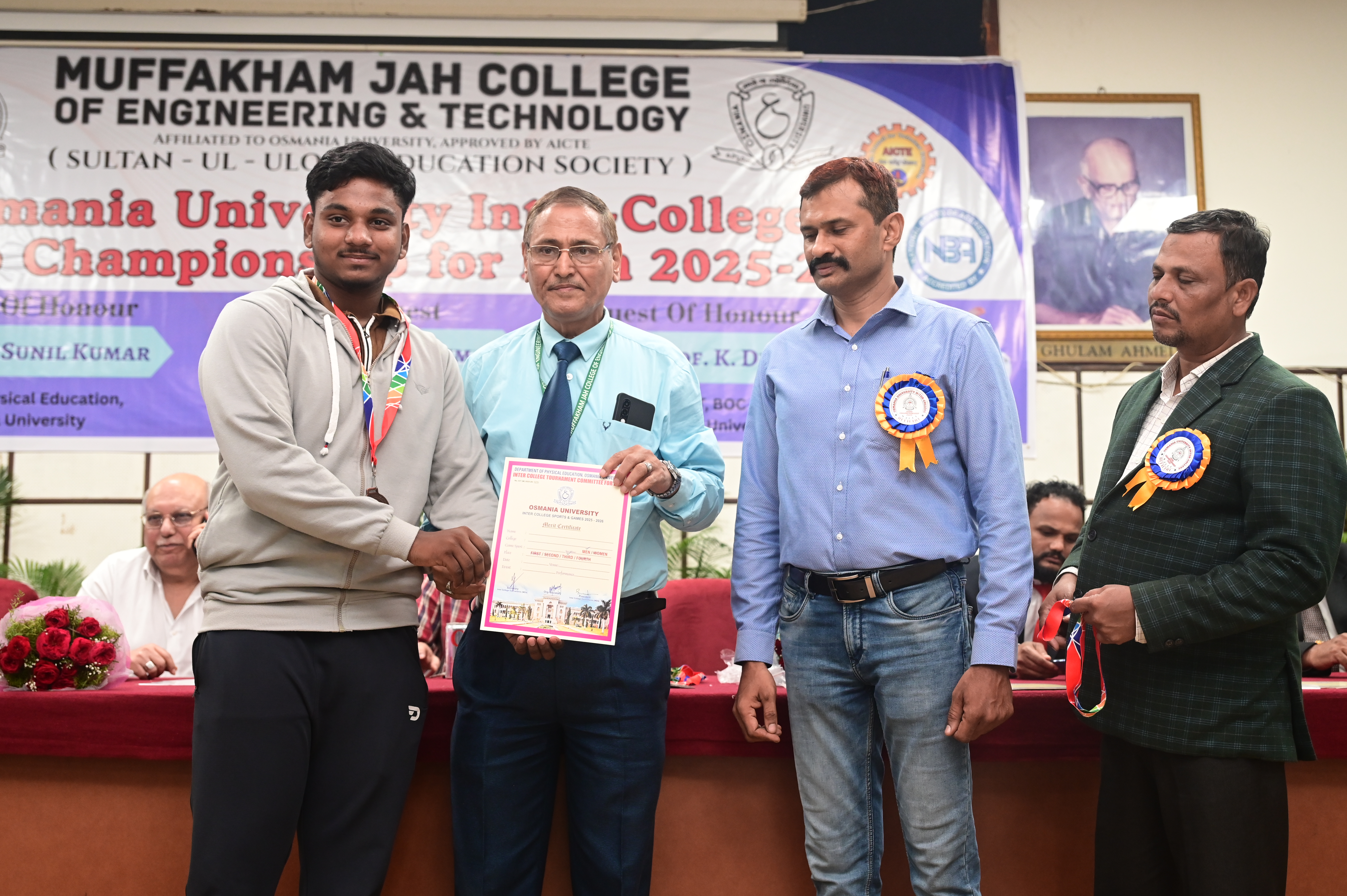 Osmania University Inter College Judo Championship 2025-26 held at MJCET on 22-10-2025.
Mohammed Abrar Hussain of MJCET -CSE-1 Won the Bronze Medal in -90 kgs weight category.