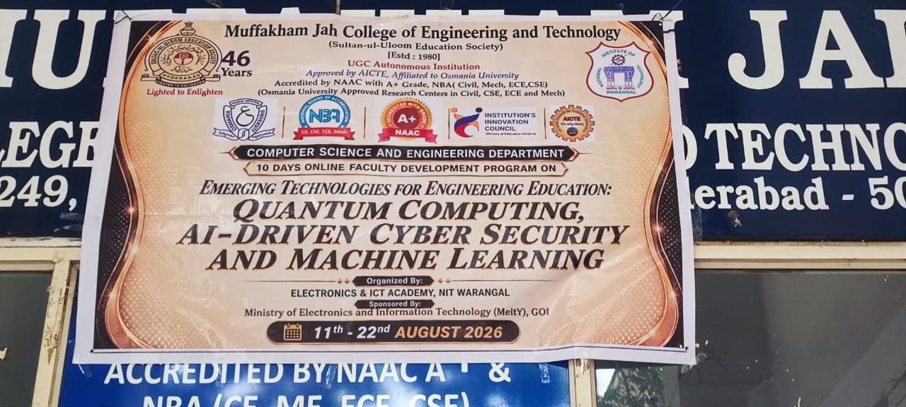 Online FDP on Emerging Technologies for Engineering Education : Quantum Computing, AI-Driven Cyber Security & Machine Learning August 2026